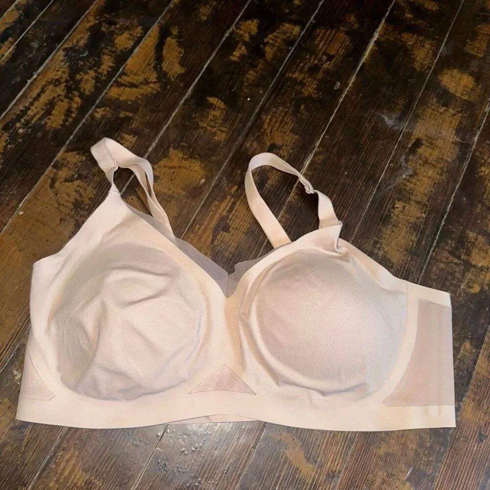 Honeylove nude 1x v-neck comfortable wireless sexy bra